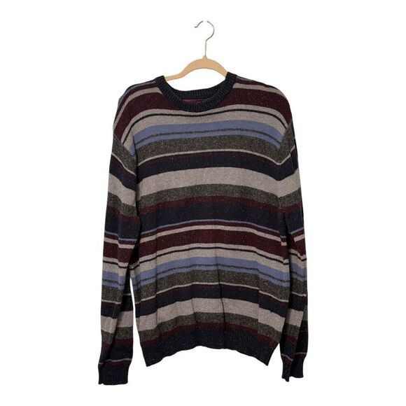 Vintage Oleg Cassini Wool Blend Pullover Mens L 
Striped Sweater Crew - Picture 1 of 8